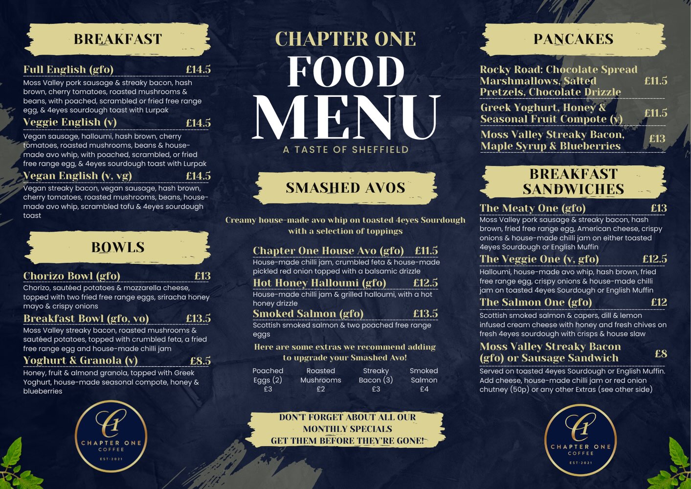 The Chapter One food menu